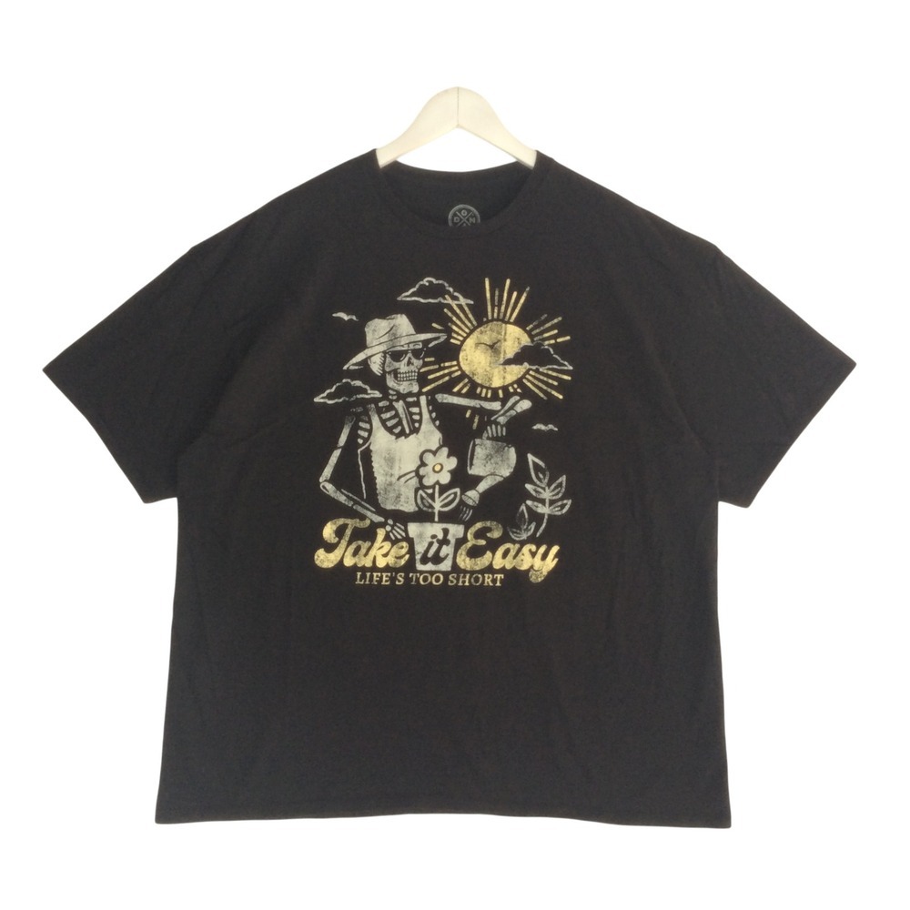 DXM Take It Easy Skeleton Graphic T-Shirt Mens 2XL Black Short Sleeve Cotton Tee